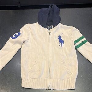 Polo by Ralph Lauren Kids White Hoodie with Blue and Green Accents